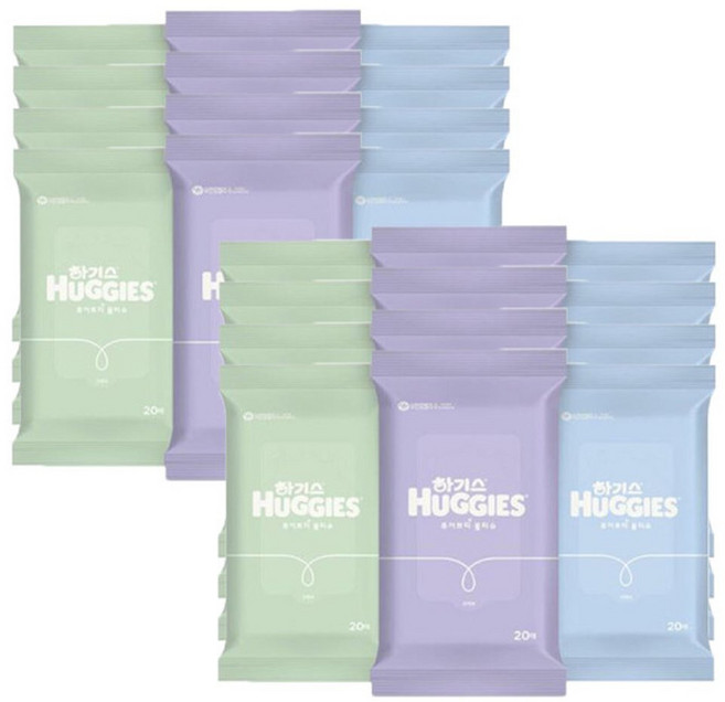 하기스 퓨어쁘띠 휴대용 아기물티슈 20입x24팩, 20개입, 24박스