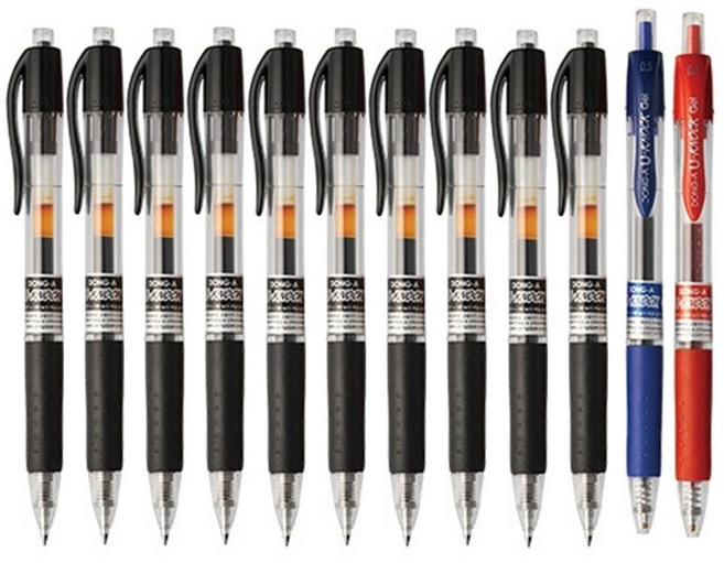 동아 유노크 젤잉크 중성 볼펜 0.5mm 12개 U-KNOCK UK504, UK 혼합(흑10청1적1)