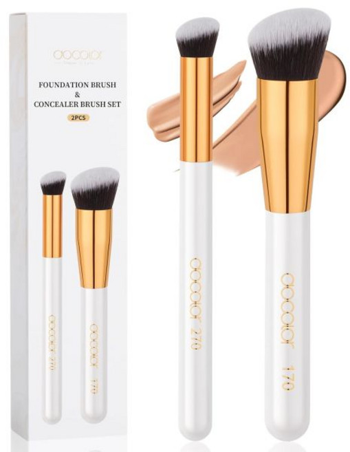 도컬러 컨실러 브러시 2PCS 앵글 컨실러 브러시 언더 아이 미니 앵글 플랫 탑 코 컨투어 브러시로 블렌딩 설정 숨기기, 170&270 Foundation&Concealer B