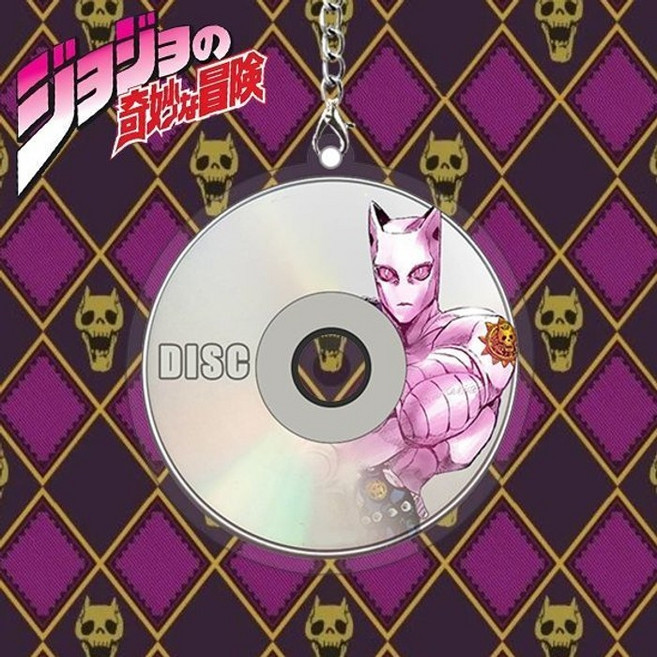 1+1 죠죠의 기묘한 모험 CD 스타일 아크릴 키링 가방 열쇠 고리 키체인 꾸미기 장식, E - 5cm