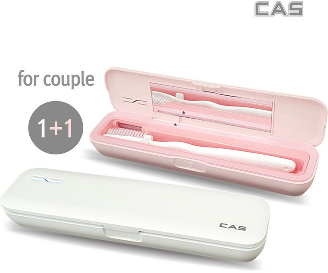 카스 커플 구강청정 USB 건전지 겸용 휴대용 칫솔 살균기 2개, MTS200-화이트 1개+핑크 1개