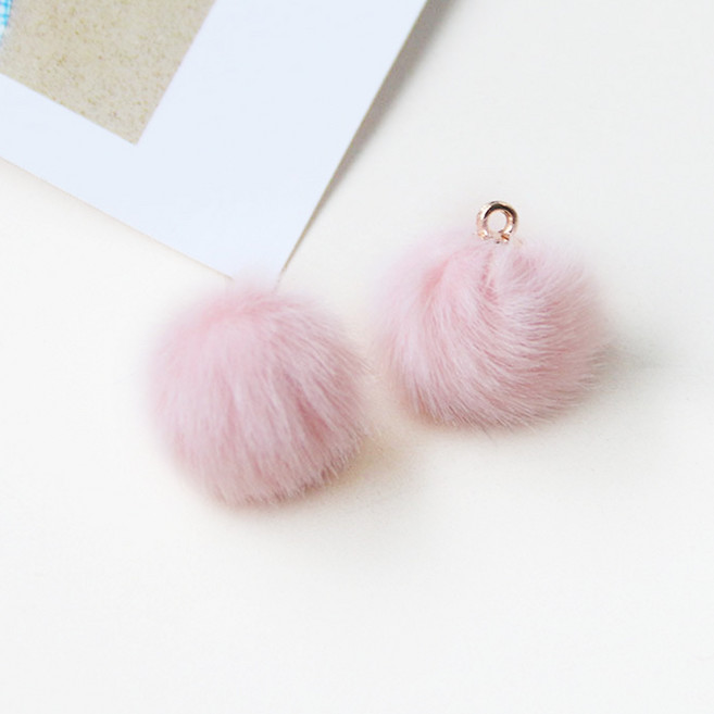 헤세드 (10개) 18mm 큐티 파스텔 미니 인조 밍크 털볼 폼폼이 펜던트, 10개, 연핑크