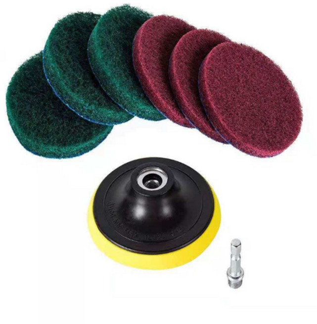 라인테크 전동드릴용 청소솔 수세미 7종 전동수세미, 1개, 레드그린