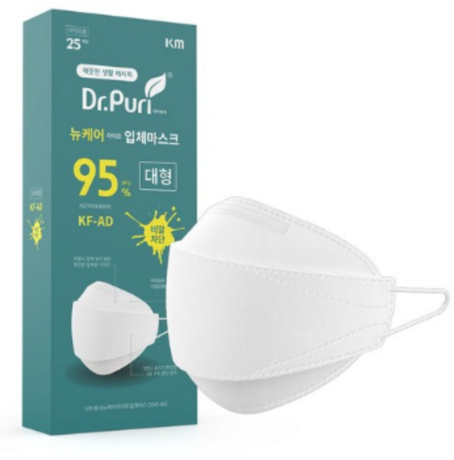 닥터퓨리 뉴케어 건강마스크 대형 KF-AD, 25개입, 6개, WHITE (화이트)