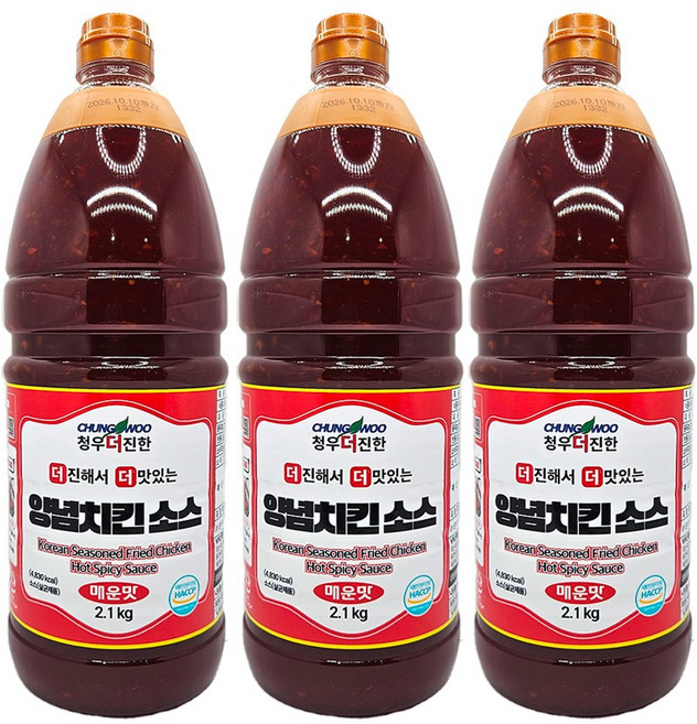 청우 더진한 양념치킨소스 매운맛, 2.1kg, 3개