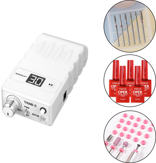 무선네일드릴 세신드릴 썸디+핸드피스+탑젤 5개+드릴비트 6개+비트방진캡 10개, 1개, 화이트