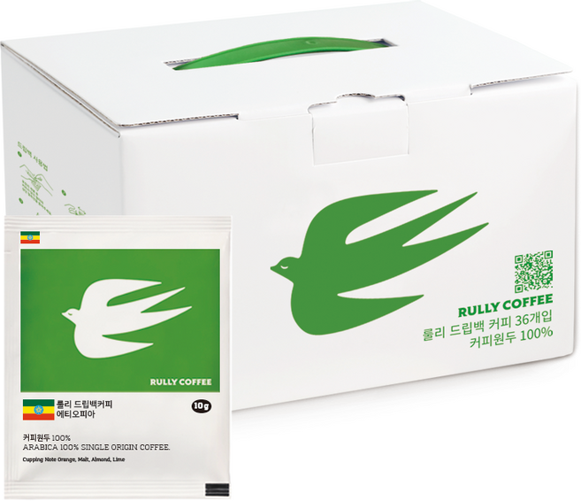 룰리커피 드립백 커피 핸드드립 에디오피아예가체프, 1세트, 36개입, 10g