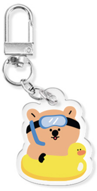 쿼카 시리즈 에어팟 버즈 열쇠고리 아크릴 키링, 쿼카여름휴가_수영, 1개