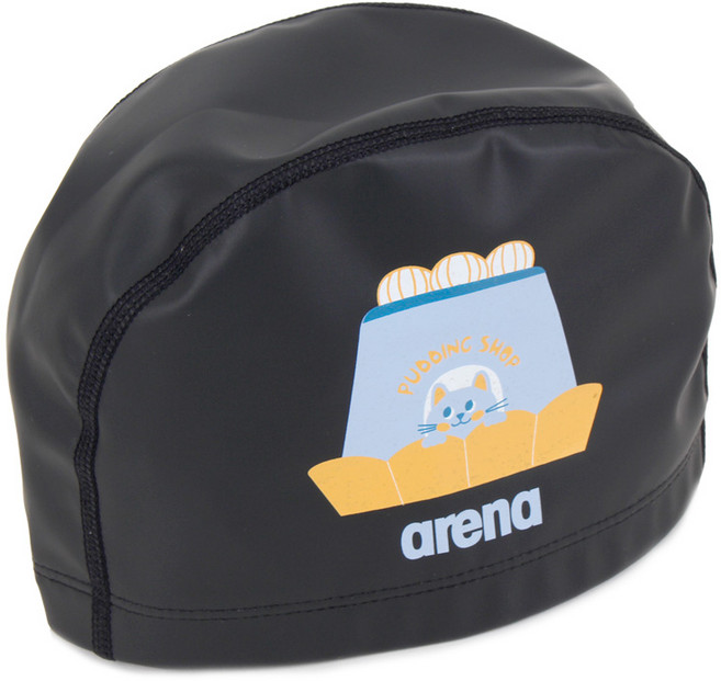 아레나 아동용 푸딩 우레탄 코팅 수영모자 수모 A5AC1AQ51, 블랙, 1개