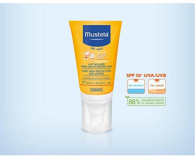 무스텔라 유아 베리 하이 프로텍션 선 로션 SPF 50+, 40ml, 1개 - 쿠팡