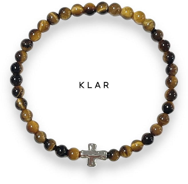 클라(KLAR) 호안석(tiger's eye) 엔틱십자가 팔찌 (4미리)