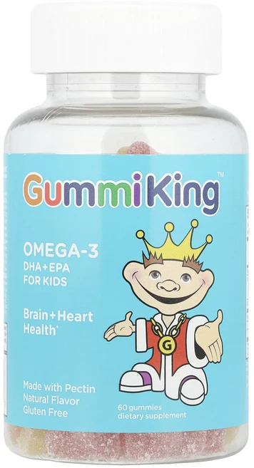 행복하고 건강하게 GummiKing 어린이용 오메가3 DHA + EPA 딸기 오렌지 레몬 구미젤리 60개(구미젤리 1개당 35mg) 백년회로하세요, GummiKing어린이용오메가3DHAEPA딸기오렌지레몬 - 쿠팡