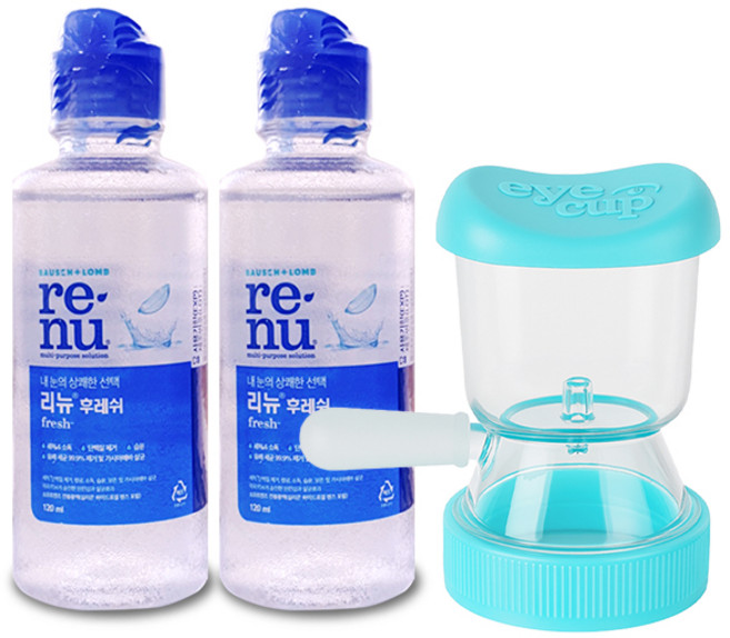 리뉴 후레쉬 240ml + 아이컵 눈 세척기, 1세트, 리뉴 후레쉬 240ml + 아이컵(블루)