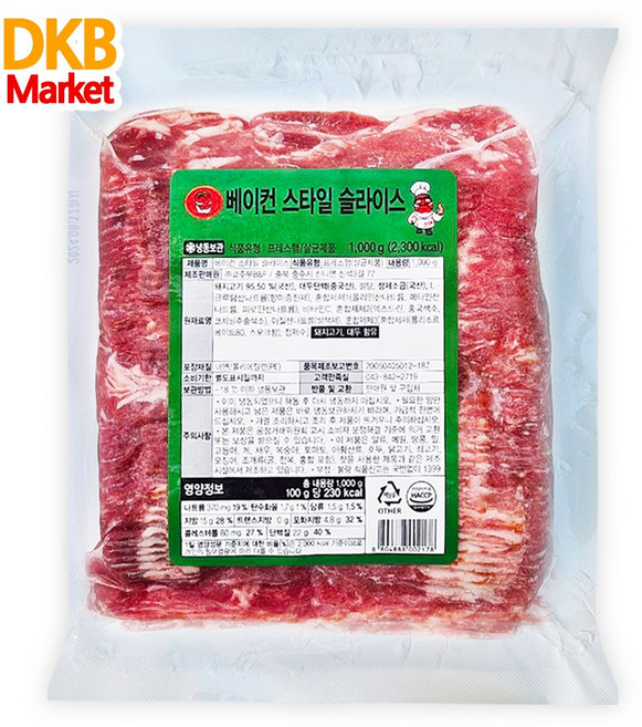 [DKB] 도깨비마켓 코주부 베이컨 스타일 슬라이스, 1개, 1kg