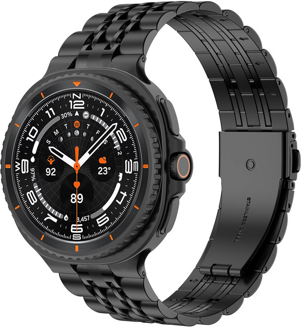 갤럭시워치8/8클래식 호환 프리미엄 스테인리스 메탈 스트랩 밴드 40mm 44mm 46mm, 블랙