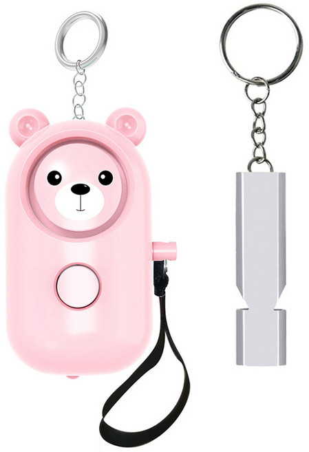 투데이리빙 호신용 곰돌이 경보기 + 호루라기 휴대용 어린이 호신 용품, R79096P(핑크, 2개
