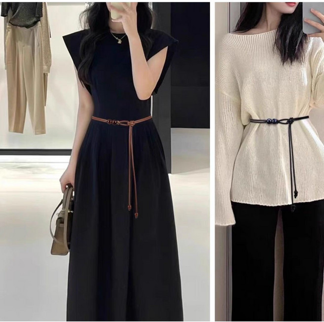 FANSYLI 1+1여성 원피스 벨트 매듭 벨트 레더 슬림 매듭 끈 벨트 여름 벨트 장식 벨트 코트벨트 패션벨트2601K27