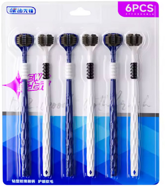 실버카우 6개 프리미엄 3D 칫솔 3중헤드 3면칫솔, 1세트, 6개입