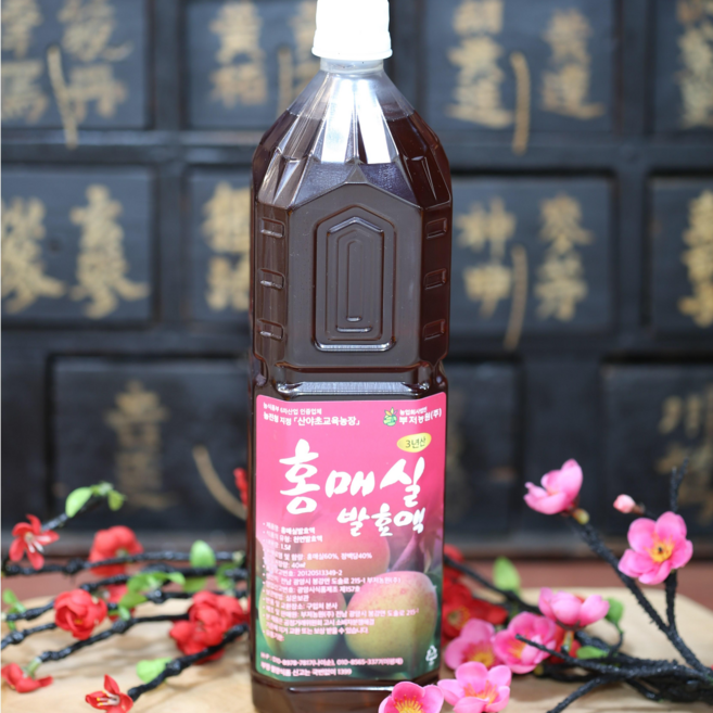부저농원 홍매실발효액3년산(1.500ml) 농장직송, 1개, 1.8g