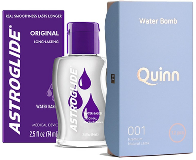 아스트로글라이드 오리지널 젤 캡용기형 73.9ml + 퀸 001 워터밤 콘돔 12개입, 73.9g, 1개