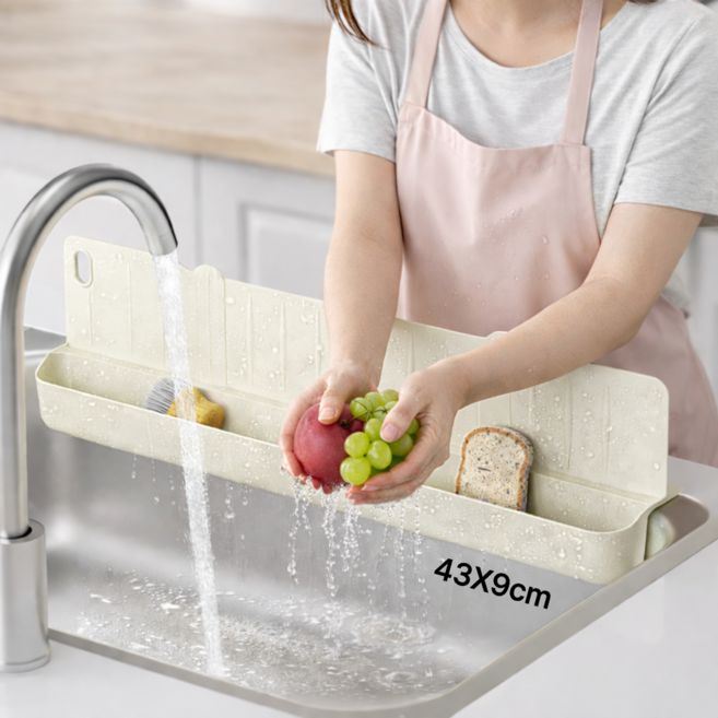 픽앤비 수세미 거치 물튀김방지 싱크대 물막이, 아이보리, 1개