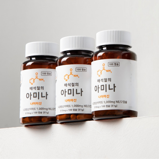 배석철의 아미나 고용량 비타민B3 미국산 나이아신아마이드 500mg, 3개, 100정