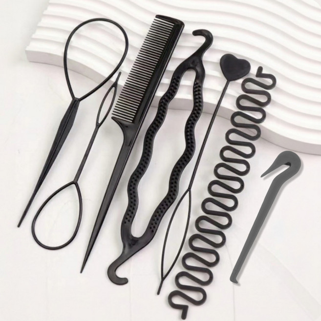 루가샵 머리묶기도구 머리묶기헬퍼, 1세트, 블랙