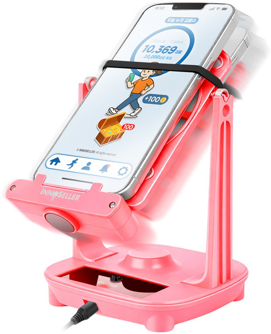 이노셀러 듀얼 만보기 기계 오토워킹 네오 자동걷기 포켓몬고 캐시워크, 핑크, 1개