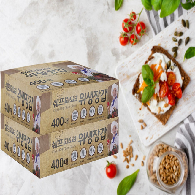 쉐프 위생장갑 HDPE 400매 / 일회용 비닐 장갑 / 위생장갑, 10개