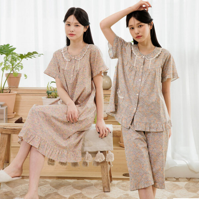토토와모모 여성 잠옷 여자 홈웨어 원피스 파자마 M5382(반팔)