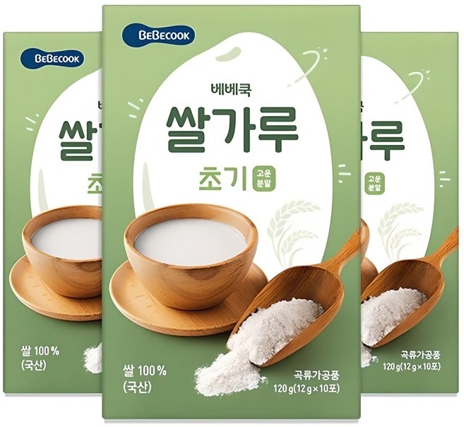 베베쿡 유기농 쌀가루 초기 10p, 120g, 3개 - 쿠팡