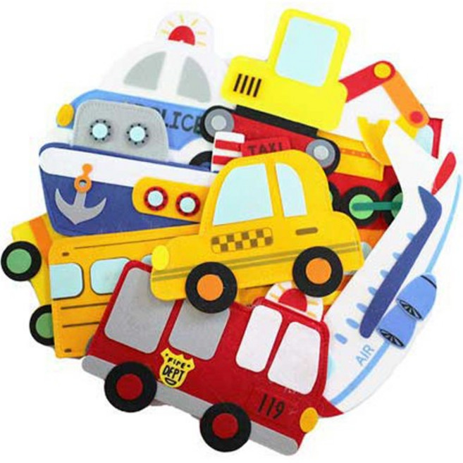 맘스보드 펠트 자석 탈것 판퍼즐, 4개, 10피스