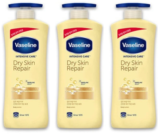 바세린 인텐시브 케어 드라이 스킨 리페어 바디로션, 600ml, 3개 - 쿠팡