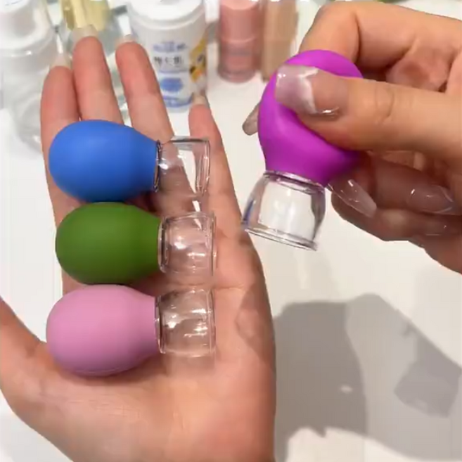 미니 얼굴 마사지 진공컵 피부 리프팅 괄사 마사지기 2개 세트, 랜덤, 1개