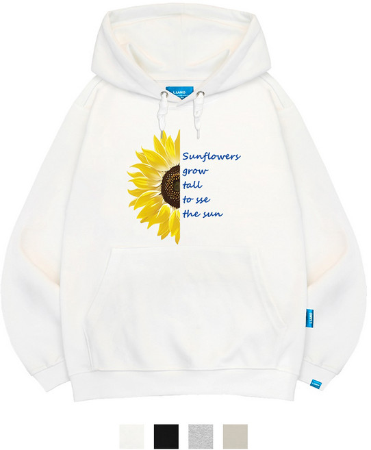 엘라모 기모H 하프선플라워 후드티 남녀공용 빅사이즈 M~4XL
