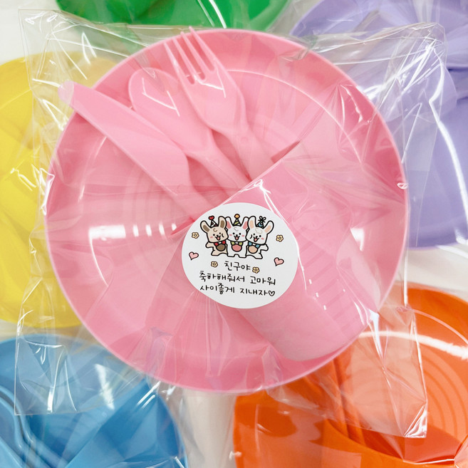 이케아 유아 식기 어린이집 생일 답례품 단체 선물 구디백, 6개, 혼합색상