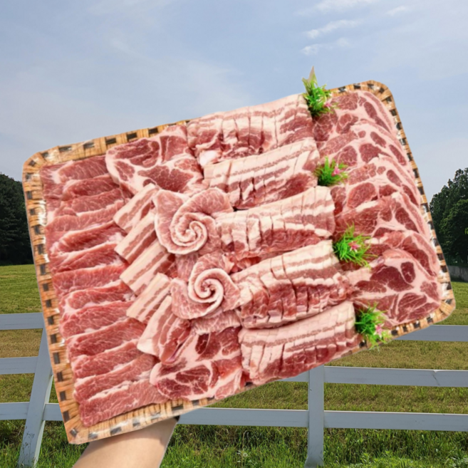 한창미트 한돈선물세트 구이용 가성비 1등급 선물 3종 2~2.6k 삼겹살1.3k+목살1.3k / 삼겹1k+목살1k+항정살200g+가브리살200g, 1+한돈 삼겹, 목살, 항정, 가브리 2.6kg디자인B, 1개