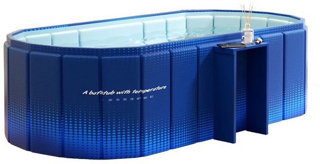 可置物秒開折疊浴缸, 1個, 靜謐藍