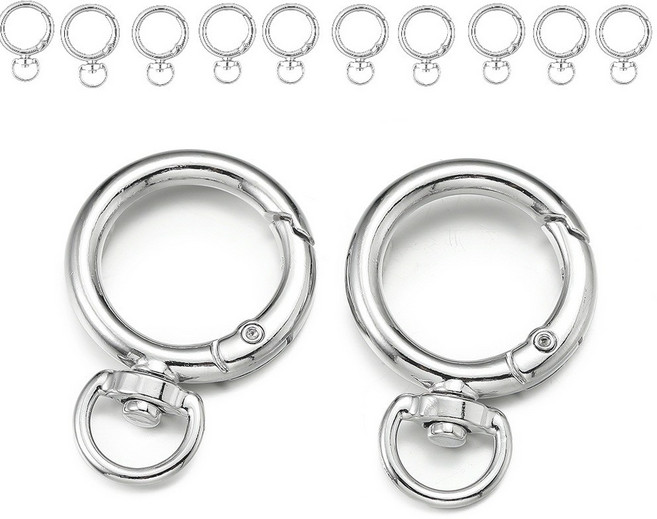 (12p) 회전고리 열쇠고리 연결고리 12개입, 원형 은색, 1개