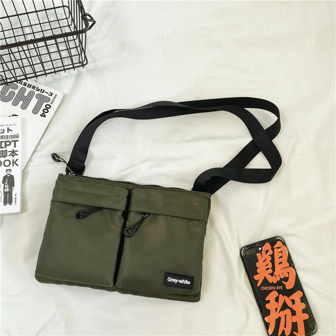 Grey-white 機能戰術包 潮流時尚斜挎包 休閒肩背包 尼龍包 側背包, 綠色肩背包-6729