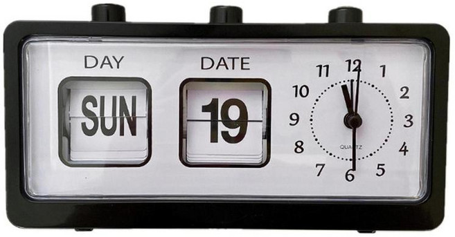 머리맡 탁상용 부엌을 위한 수동 플립 시계 달력 미리 알림 탁상 시계, 플라스틱, 검은 색