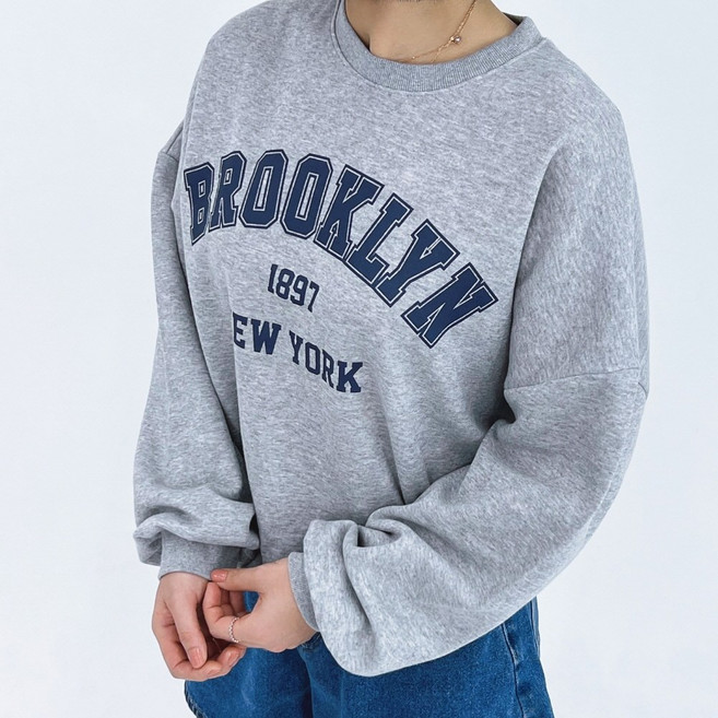 국산 일반 기모 여성 맨투맨 티셔츠 오버핏 여자 맨투맨 커플