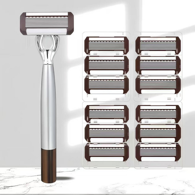 [캬오유] 남성 강력한 면도기 신형 페이스 8중 면도날 처계로 매끈한 피부 수동, 1세트, 12개입