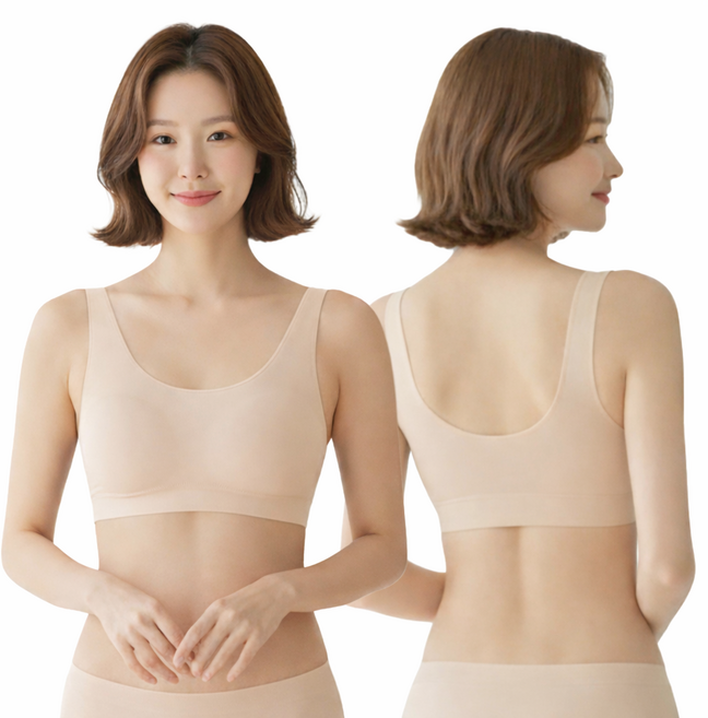 로브 심리스 브라 편한 일체형패드 노와이어 브래지어 1+1