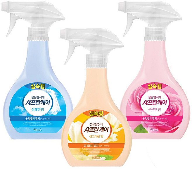 샤프란케어 섬유탈취제 900ml x 3개 (상쾌한향 + 은은한향 + 싱그러운향), 1세트