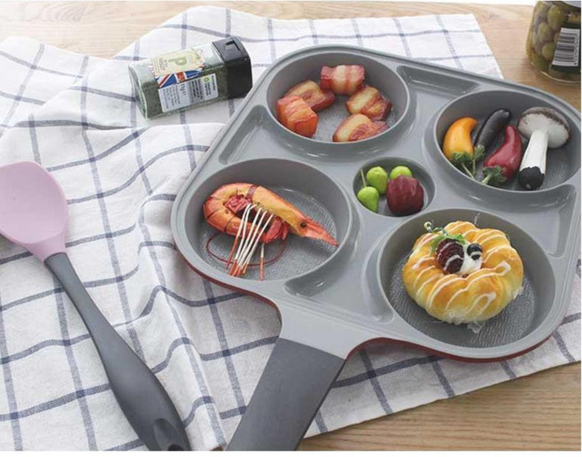 촉촉요리 뚜껑 스팀 4구 프라이팬 4구후라이팬 4구팬 후라이펜 프라이펜 4구프라이팬, 상세페이지참조, 1개