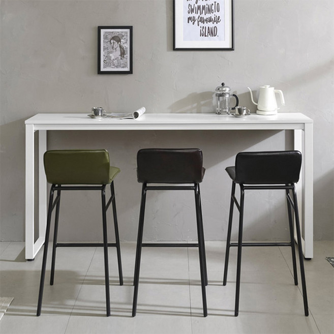 e스마트 스틸 홈바 사이드테이블 바테이블 1000 1200 1400 1600 1800, 화이트