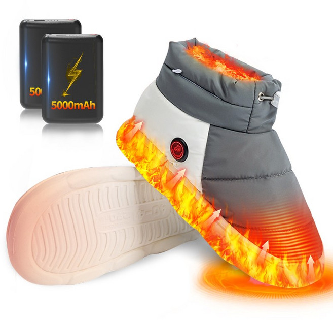 KLIFE 발열신발USB 3단계 온도조절 사무실발난로 전기 충전식 여자 남성용 스마트 발 찜질기 털슬리퍼 실내화 온열 방한신발