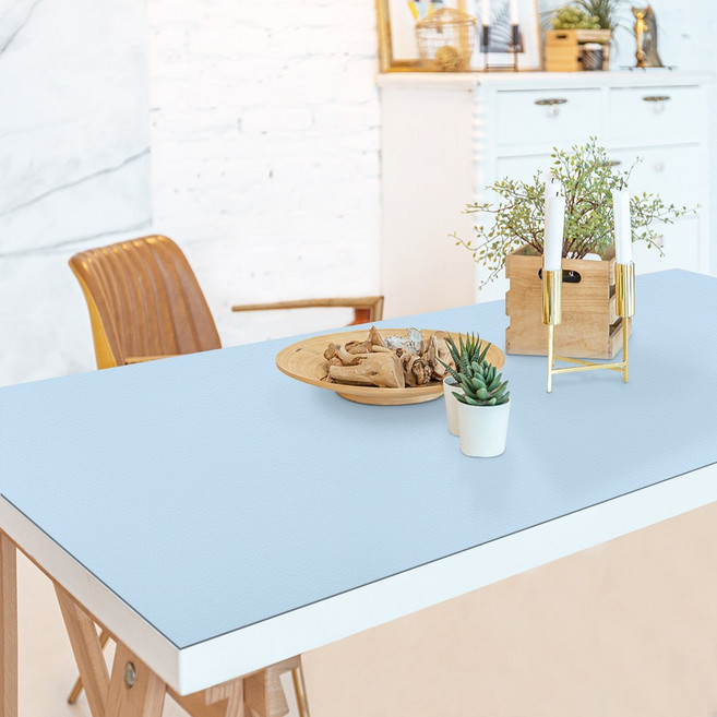 어나더 양면 가죽 방수 사각 식탁보 매트, 연블루 + 연보라, 60 x 120 cm, 1개