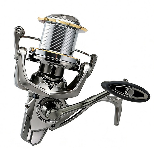 NGK-II 헤비듀티 스피닝 릴 6+1BB 백래시 제로 4.8:1 기어비 CNC 금속 스풀/핸들 대물 낚시용 25kg 강력 드래그, 실버, NGK-II 10000